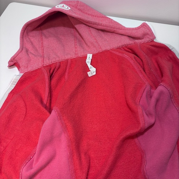 Lululemon Pink Thin Striped Scuba Full Zip Hoodie Size 6 - Picture 5 of 9